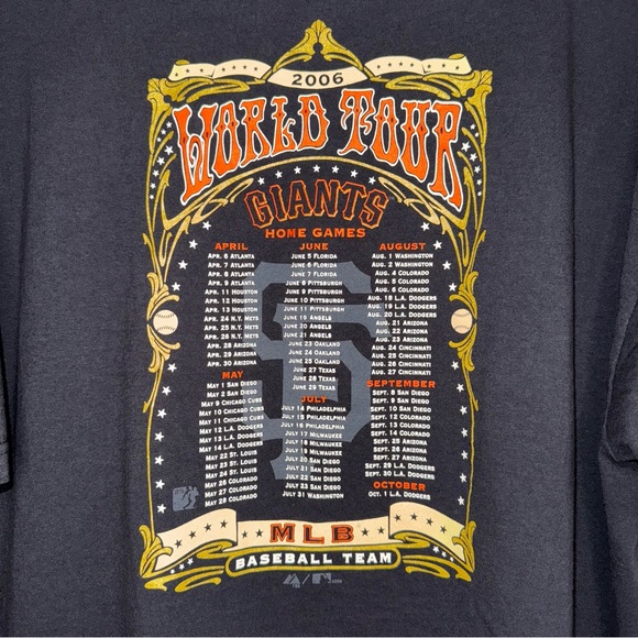 Vintage Rare 2006 Barry Bonds 2XL Shirt  Hit The Sky World Tour Giants  MLB Y2K - Picture 6 of 8